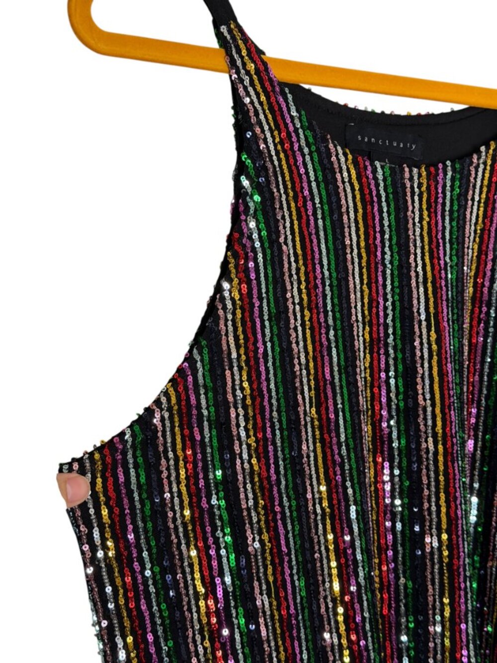 Sanctuary Sequin Blouse Top Shirt Metallic Multicolor L - Picture 6 of 10